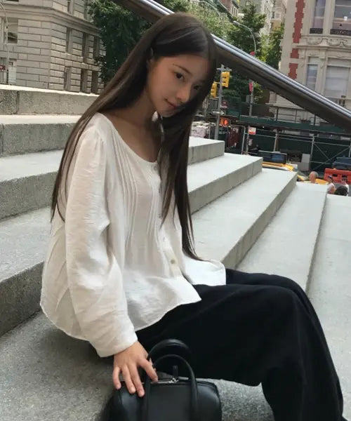 [SOMEWHEREBUTTER] Casey Blouse - Ivory