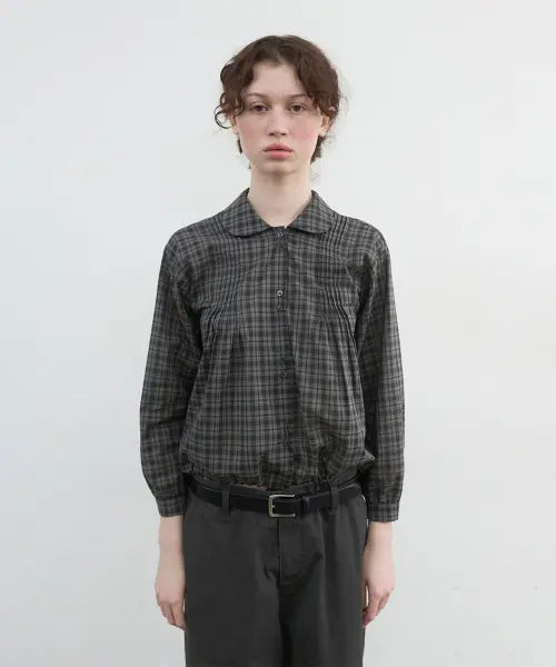 [NOCONTENT] Breeze Cotton Blouse_Charcoal / 419.브리즈 코튼 블라우스_차콜