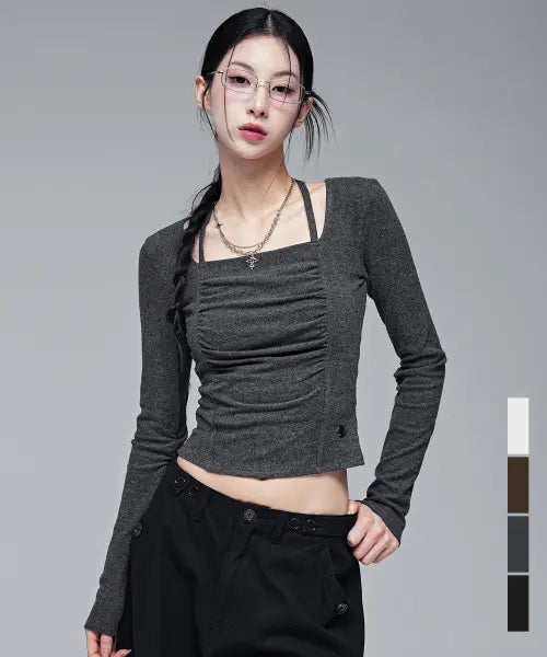 [AVANDRESS] Wes Shirring Halter Tee_4COL / 웨즈 셔링 홀터 티_4COL