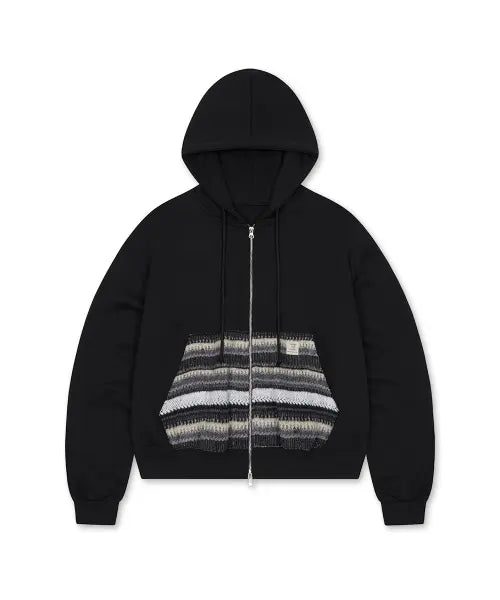 [3IE] MISMATCH ZIP UP HOODIE_BLACK
