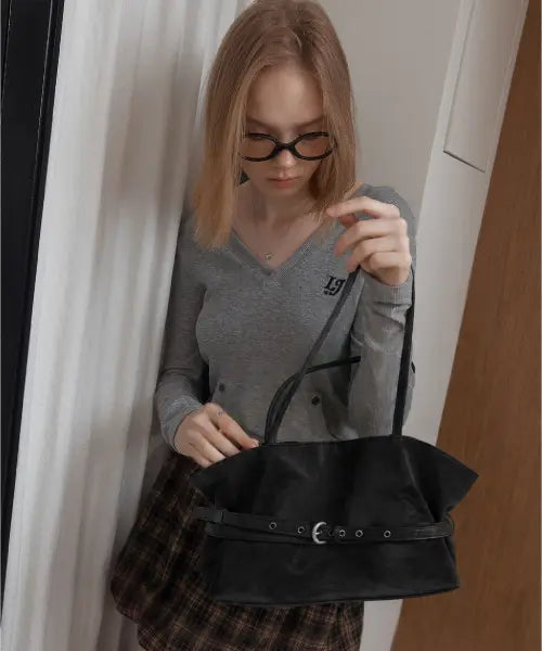 [LETERIE] MELLOW REVERSIBLE BELT TOTE BAG_MATTE BLACK