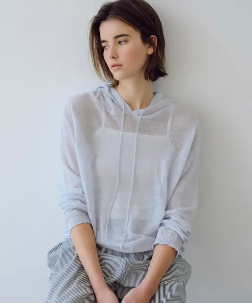 [URAGO] Linen hooded knit
