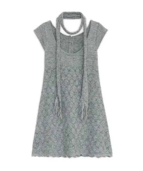 [HUG YOUR SKIN] Pointelle reversible knit dress (Gray) / 포인텔 리버시블 니트 드레스 (그레이)