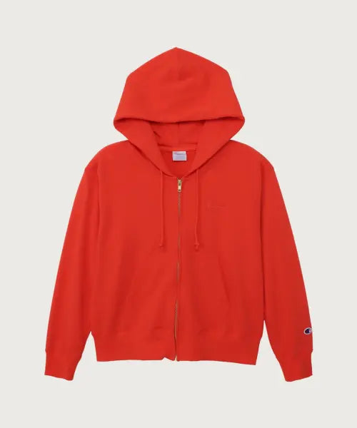 [CHAMPION] Women's Basic Small Logo Hooded Zip-Up Red / 여성 베이직 스몰 로고 후드 집업 Red