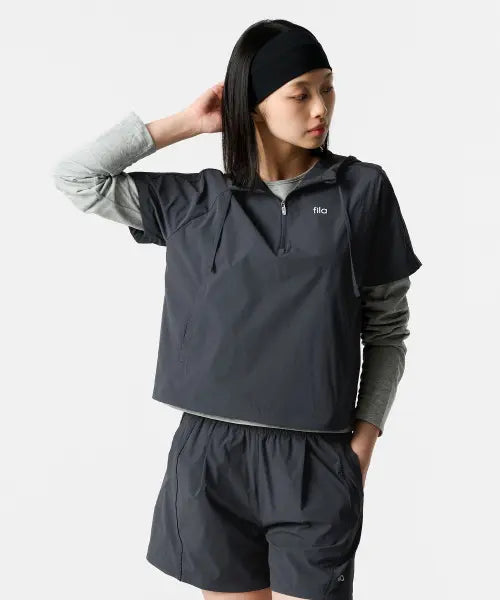 [FILA] Coldwave+ Cooling Woven Stretch Anorak Short Sleeve T-Shirt (FS262JK02F005006) / Coldwave+ 쿨링 우븐 스트레치 아노락 반팔(FS262JK02F005006)