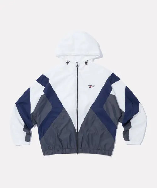 [REEBOK] DNA Light Hooded Windbreaker - White:Grey / DNA 경량 후드 윈드브레이커 - 화이트:그레이