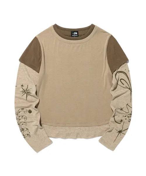 [NICEGHOSTCLUB] TATTOO LAYERED LS TEE_BEIGE(NG2GFFT554A)