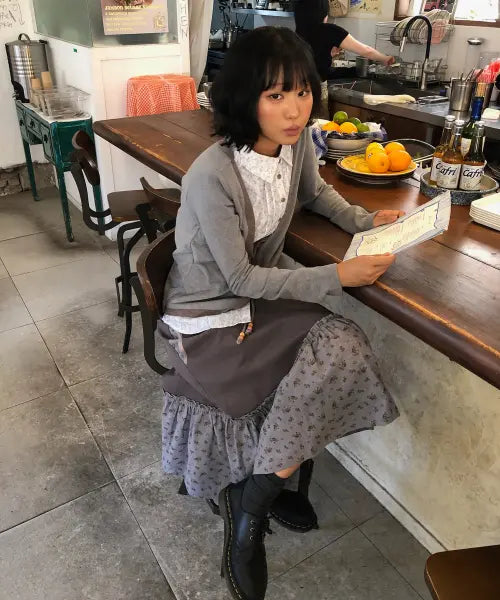 [AEAE] Layered Cardigan [Grey] / SHIRTS LAYERED CARDIGAN [GREY]