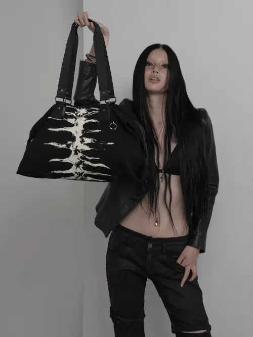 [PEANUT LOOP] Spine Printed Bag - Black / Spine Printed bag Black