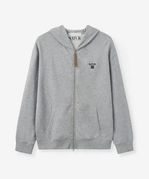 [SATUR] Loren Hood Zip-up Melange Gray / 로렌 후드 집업 멜란지 그레이