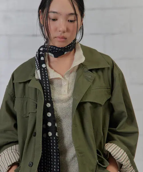 [HAVEAWHALE] embossed mono dot scarf (BK)