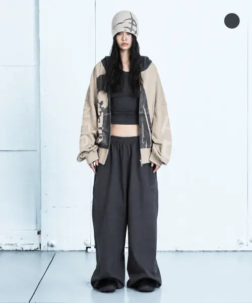 [ODOR] Molly Wide Jogger In Archive - Charcoal