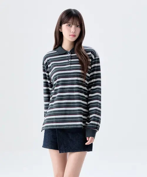 [MIXXO] Stripe Collar Neck T-Shirt / 스트라이프 카라넥 티셔츠_MIWLWG914A