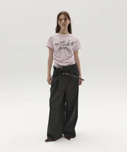 [LCDC™] MIXED-CHECK TAILORED TROUSERS (BROWN)