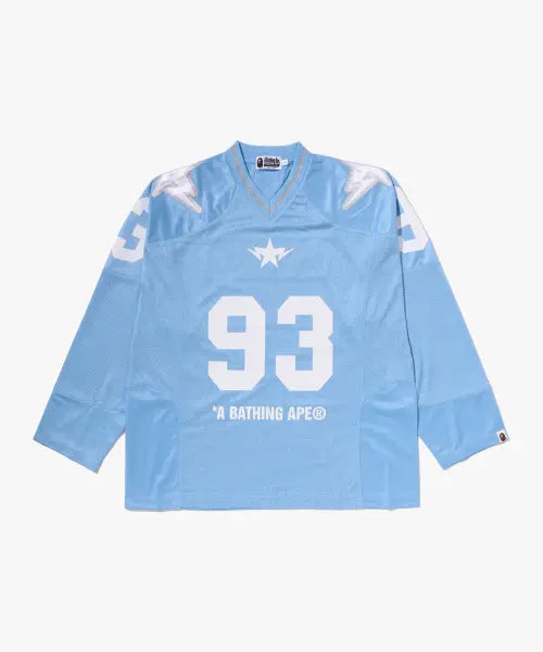 [BAPE] Line Camo Multi Logo Crop Fit Football Jersey (M) SAX / 라인 카모 멀티 로고 크롭 핏 풋볼 져지(M) SAX