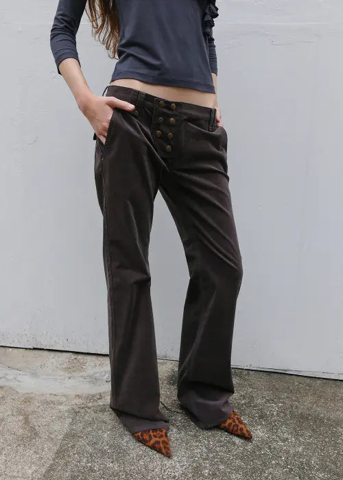[PHILCE] Offset Corduroy Pants, Dark Brown