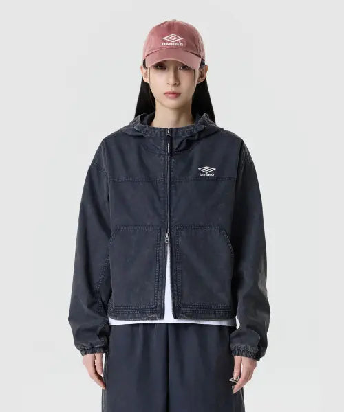 [UMBRO] DISTRICT11 Hooded Washed Windbreaker Jacket Navy UR324CJK90 / DISTRICT11 후드형 워싱 바람막이 자켓 네이비 UR324CJK90