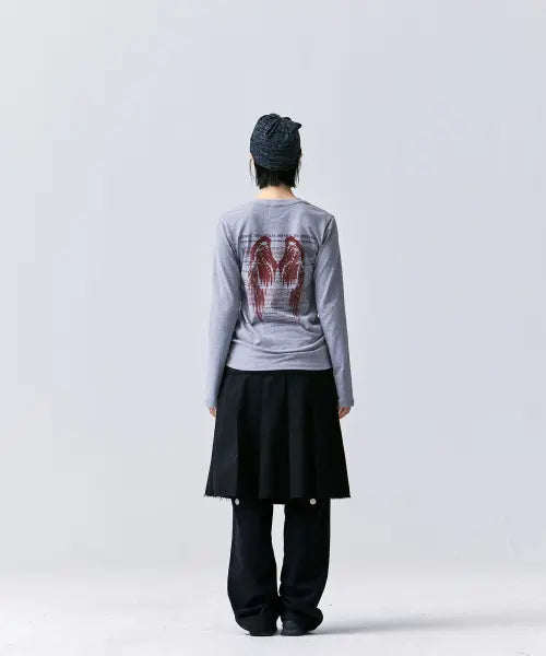 [TANSANMAGNESIUM] Wing Long Sleeve (Gray/Red) / 윙 롱슬리브 (그레이/레드)