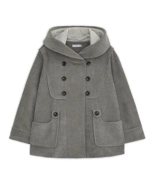 [HUG YOUR SKIN] Hooded double button capri jacket (Gray) / 후드 더블 버튼 카프리 자켓 (그레이)