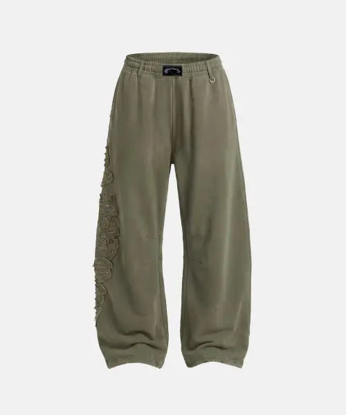 [BADBLOOD] Mystic Capsule Curved Bootcut Joggers - Military Green / 미스틱 캡슐 커브드 붓컷 조거 – 밀리터리그린