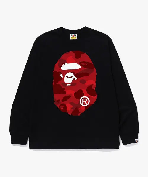 [BAPE] Color Camo Ape Head Long Sleeve T-Shirt (M) Black/Red / 컬러 카모 빅 에이프 헤드 롱 슬리브 티셔츠(M) BLACK/RED