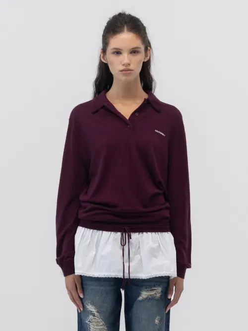 [GLOWNY] NEST POLO MINI DRESS (WINE)