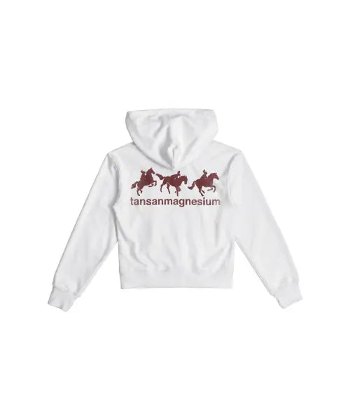 [TANSANMAGNESIUM] Horse Rabbit Full Zip Hoodie (White/Red) / 홀스 래빗 후드집업 (화이트/레드)