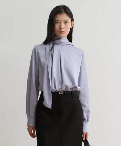 [TOWAV] MONET TIE BLOUSE_BLUE