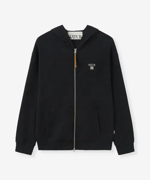 [SATUR] Loren Hood Zip-up Black / 로렌 후드 집업 블랙