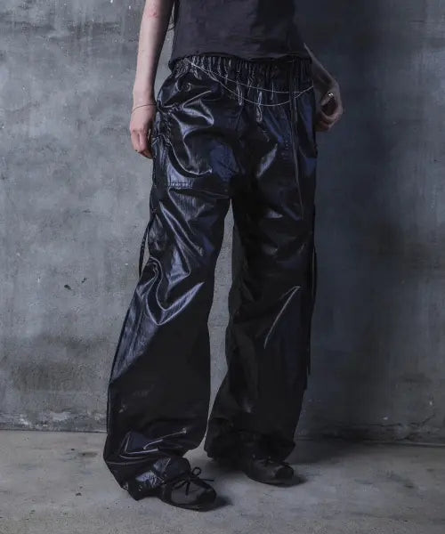 [VITTERAIN] Side Lace-Up Wide Pants - Oil Black / 사이드 레이스업 와이드 팬츠 오일블랙