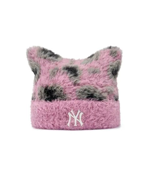 [MLB] Leopard Meowing Beanie / 레오파드 미야옹 비니 NY (Ptn.Lavender)