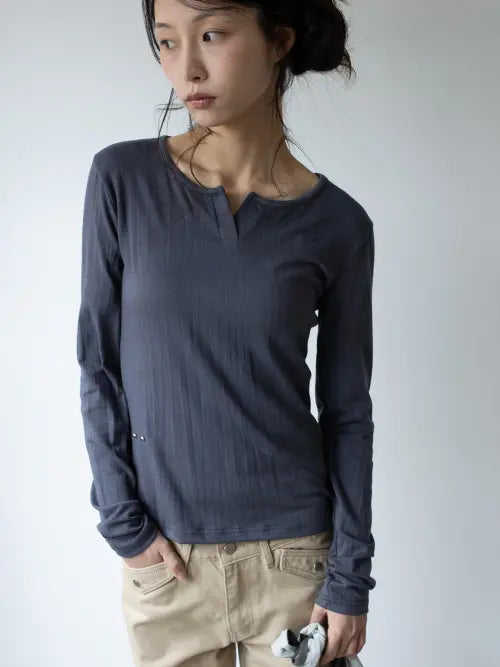 [ONSKA] SOFT TOUCH WRINKLE T (CHARCOAL)