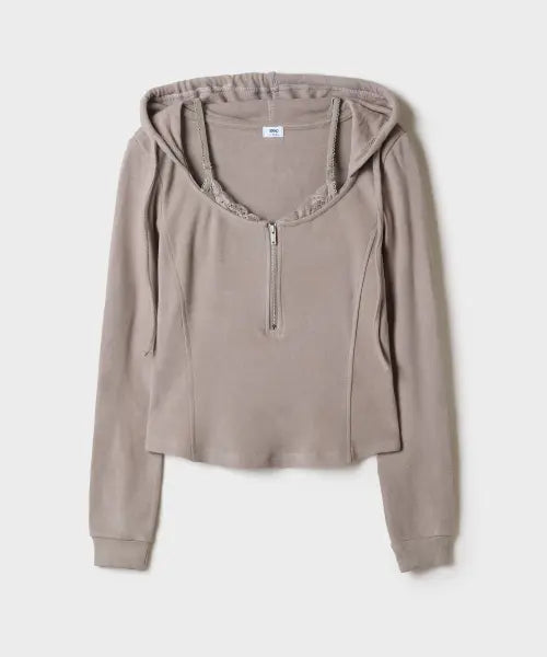 [SPAO] Lace Panel Hoodie T-Shirt / 레이스배색 후드 티셔츠_SPLWG4TGY1