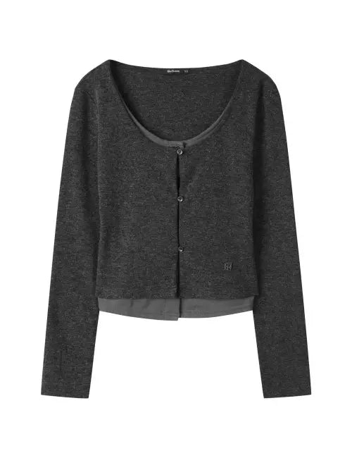 [BUCKAROO] Women Slim Fit Layered Long-Sleeve T Shirt Charcoal Gray / 여성 슬림핏 레이어드 긴팔 티셔츠 차콜 그레이