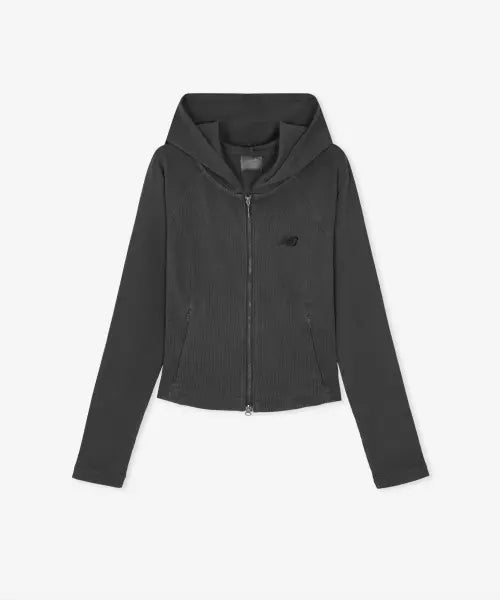 [NEW BALANCE] NBMDG4W922 Women's Soft Fresh Ribbed Hooded Two-Way Zip-Up (D/Charcoal) / NBMDG4W922 / WOMEN 소프트프레쉬골지 후드 투웨이 집업 (D/CHARCOAL)