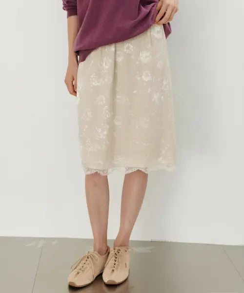 [URAGO] Fleur lace midi skirt_2colors