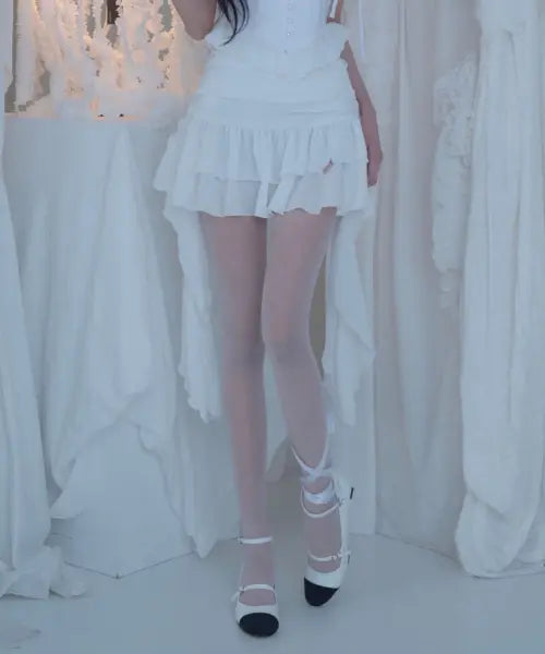 [NEWALRIN] Tutu Chiffon Winged Shirred Skirt(3colors)