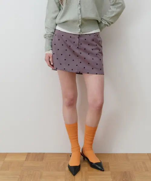 [ROLAROLA] DOT SUEDE MINI SKIRT PURPLE