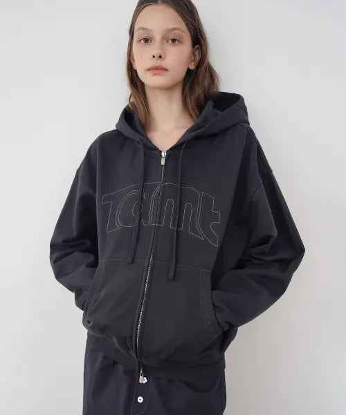 [TTUDEMENT] TT LOGO HOODED ZIP-UP_CHARCOAL
