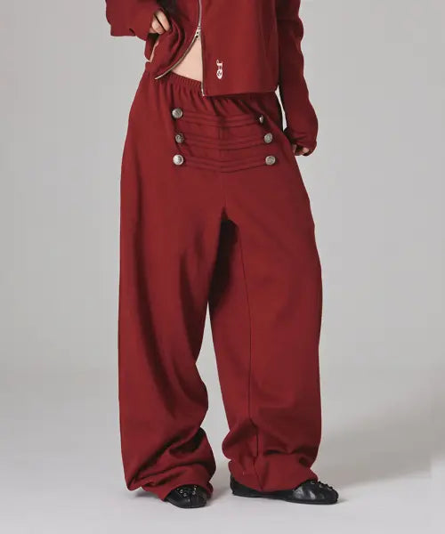 [ESCAPEFROM] Napoleon Detail Sweatpants, Burgundy / 나폴레옹 디테일 스웻팬츠 버건디