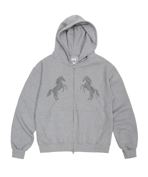 [MIDNIGHT MOVE] horse hood zip up (grey)