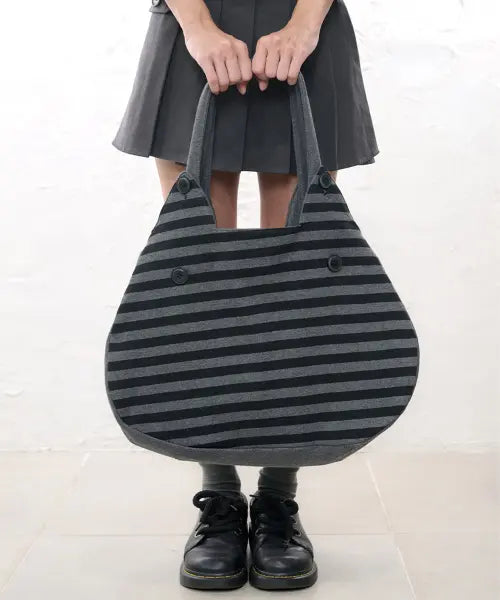 [ITZAVIBE] CHUBBY CAT EAR STRIPE BAG