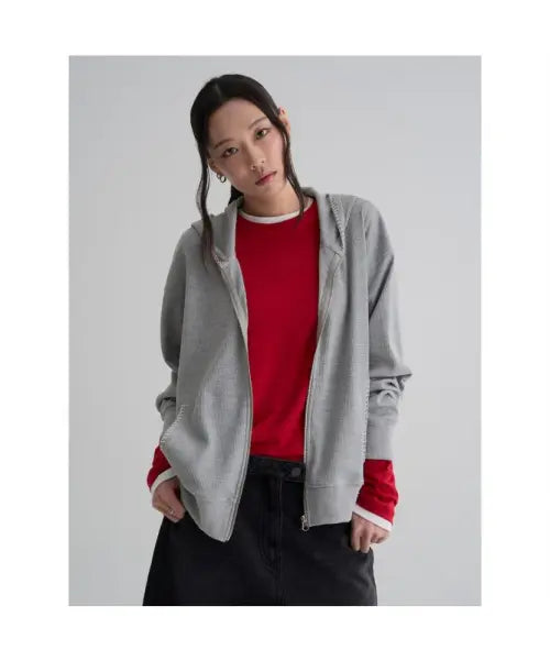 [8SECONDS] Hand Stitch Hooded Zip-up Grey / 핸드스티치 후드 집업  그레이