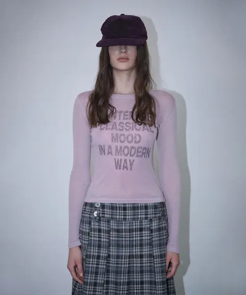 [ROUGHTYPE] Crack Logo Slim Long Sleeve - Indi pink
