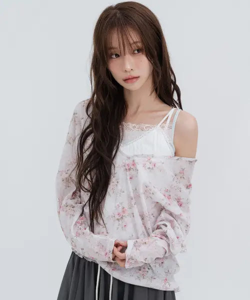 [HIGH SCHOOL DISCO] Flower Hooded Long Sleeve_Pink / 플라워 후드 롱슬리브_핑크