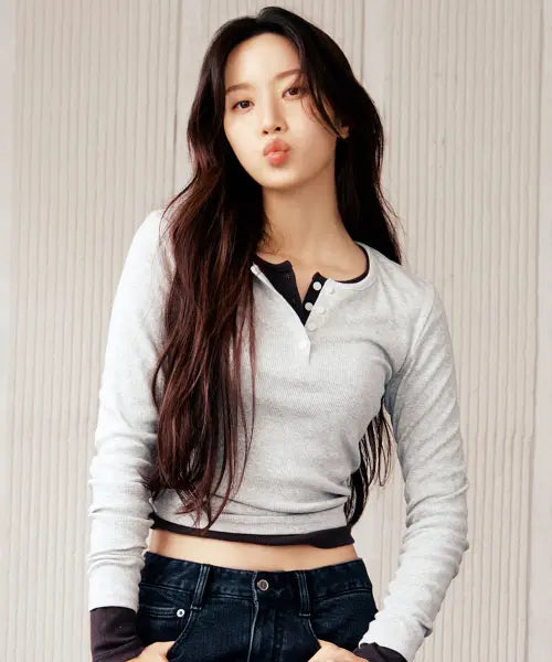 [GIORDANO] Lip Henley Neck Long Sleeve T-shirt / 립 헨리넥 긴팔티 326905 [5color]