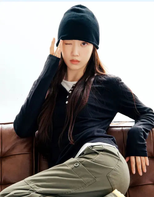 [GIORDANO] Tencel Layered Color-Block Long Sleeve T-Shirt / 텐셀 레이어드 배색 긴팔티 326906 [3color]