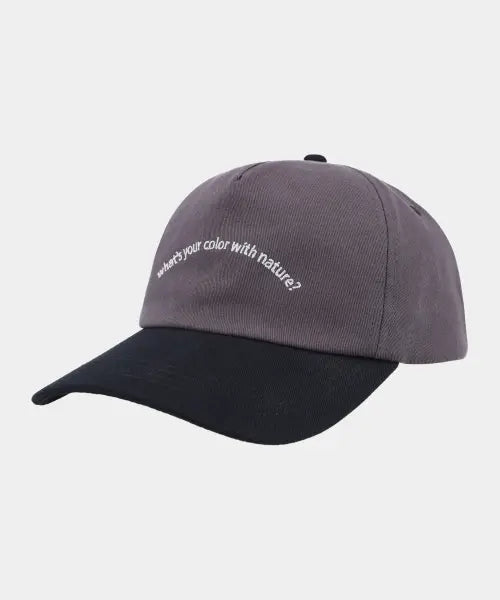 [HEISAN] Slogan 5P Ball Cap (Charcoal/Black) / 슬로건 5P 볼캡 (차콜/블랙)