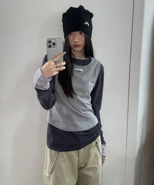 [TANSANMAGNESIUM] Songyi Songyi X Tansan 2-Way Layered Long Sleeve (3 Colors) / 송이송이X탄산 투웨이 레이어드 롱슬리브 (3 Color)