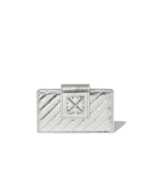 [OFF-WHITE] Quilted Accordion Card Wallet (Silver)